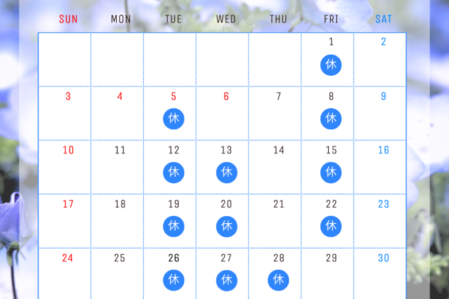 5月定休日のご案内